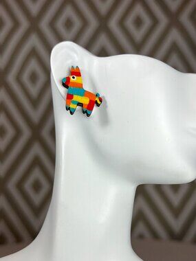 Wooden Piñata Earring Studs